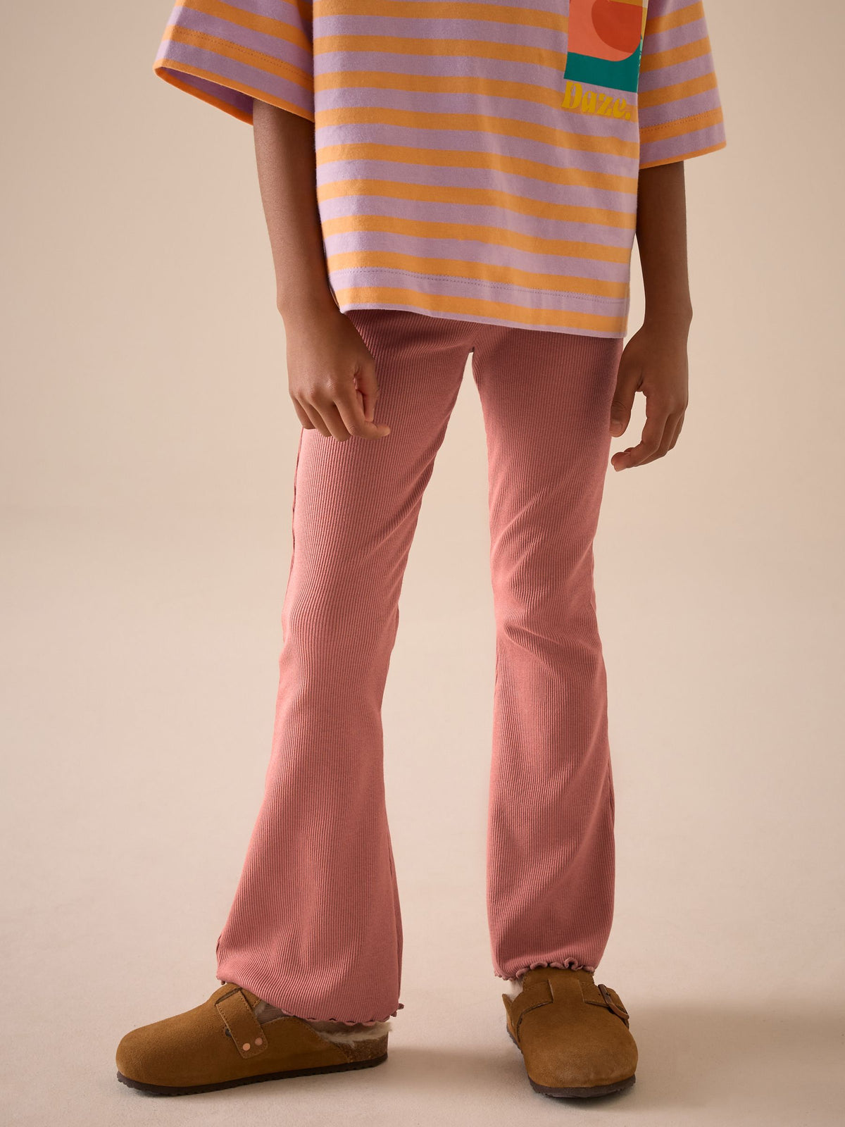 Rust Pink 1 Pack Rib Flare Leggings (3-16yrs)