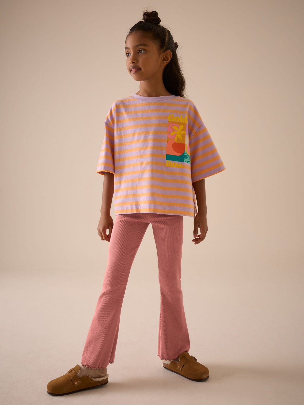 Rust Pink 1 Pack Rib Flare Leggings (3-16yrs)