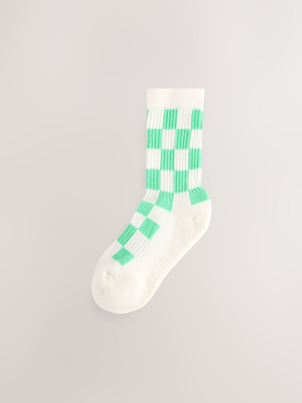 White, Pink, Purple and Green 3 Pack Cotton Rich Checkerboard Cushioned Sole Ankle Socks