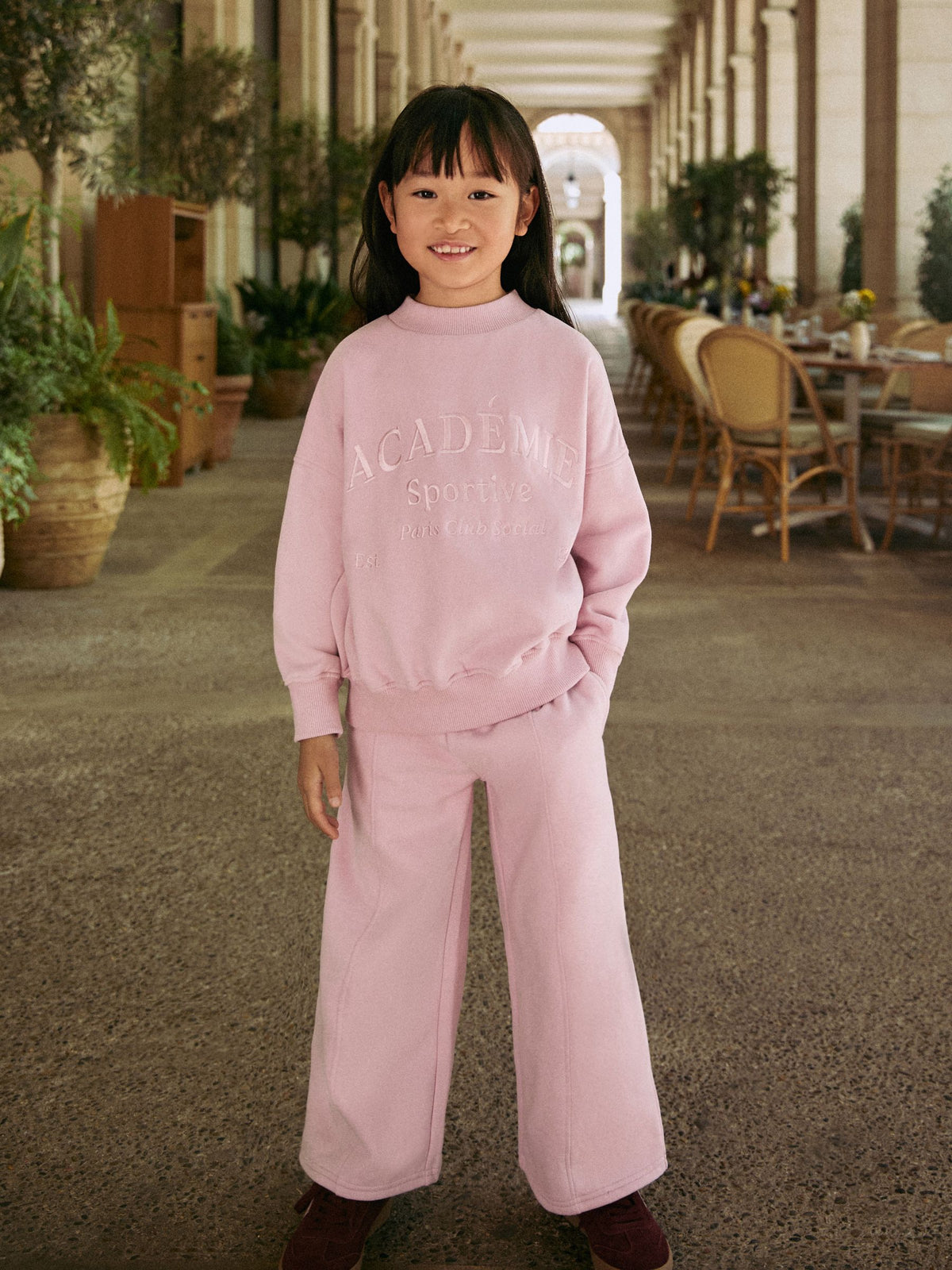 Pink Slogan Sweatshirt And Wide Leg Joggers Set (3-16yrs)