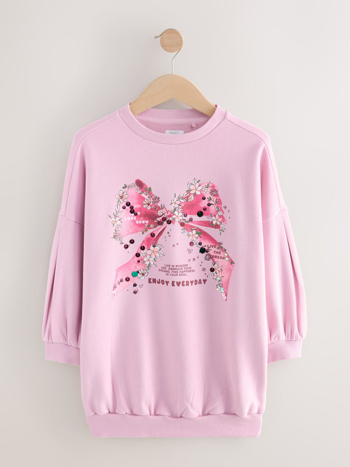 Pink Bow Graphic Jumper Dress (3-16yrs)