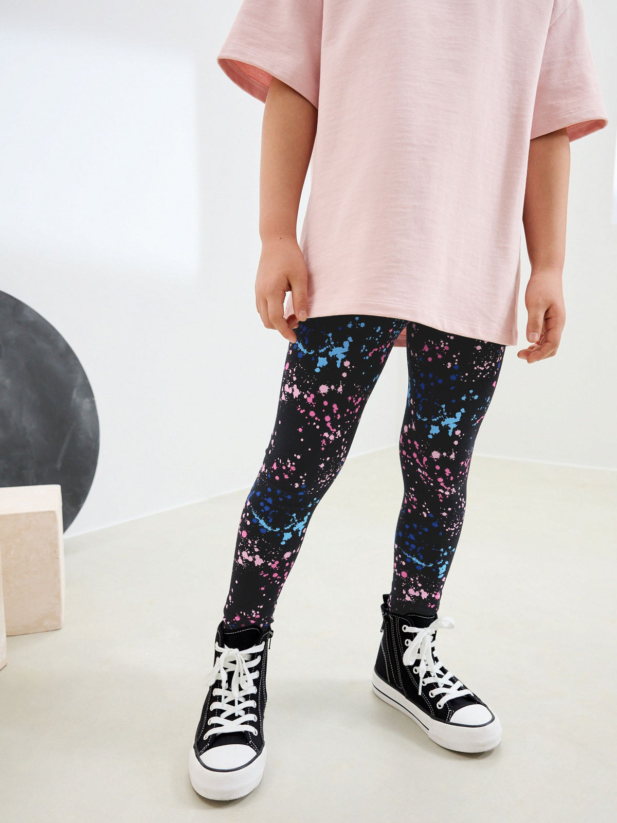 Black Splat Printed Leggings (3-16yrs)