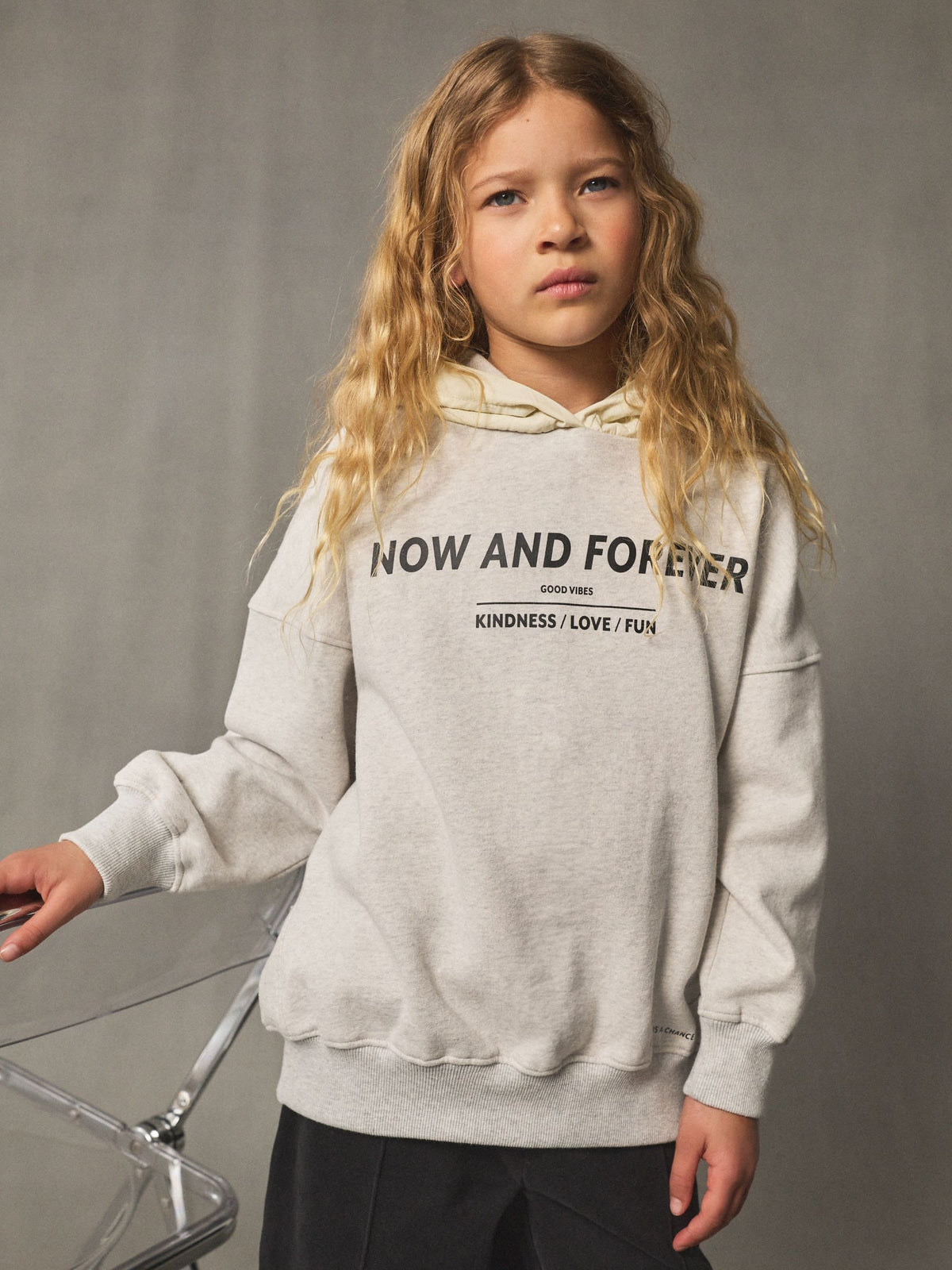 Grey/Ecru Contrast Hoodie (3-16yrs)