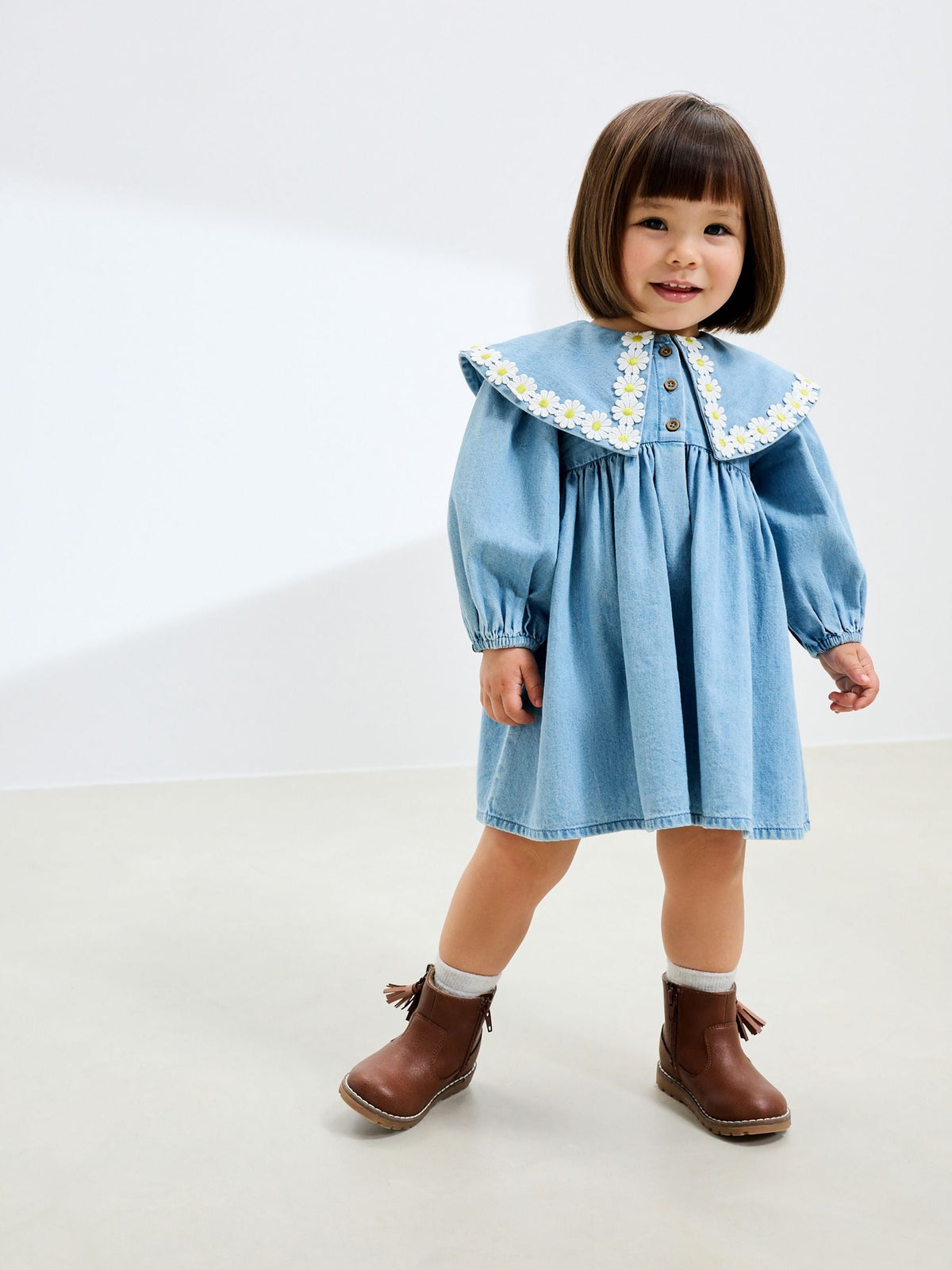 Denim Daisy Collar Dress (3mths-8yrs)