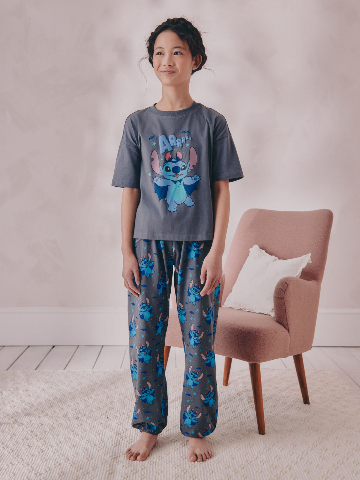 Charcoal Grey Disney Lilo and Stitch Halloween Pyjamas (3-16yrs)
