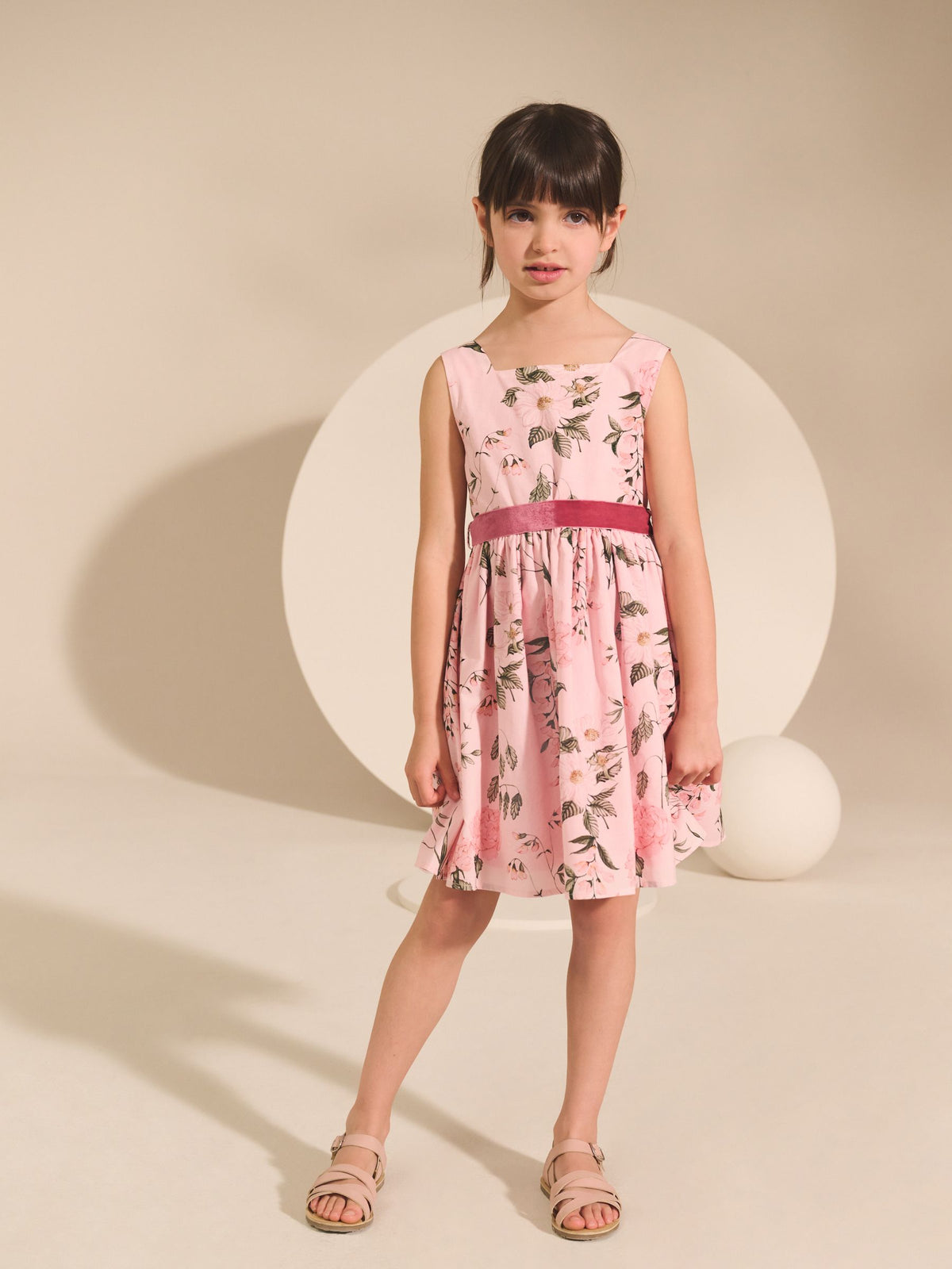 Pink Floral Print Prom Dress (3-12yrs)
