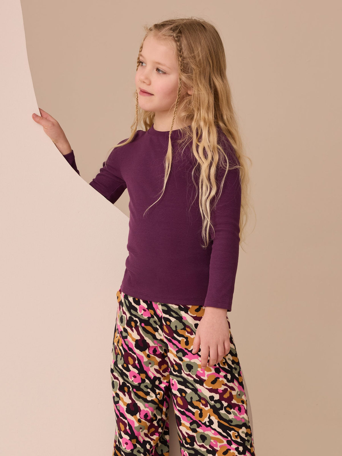 Purple Long Sleeve Ribbed Top (3-16yrs)