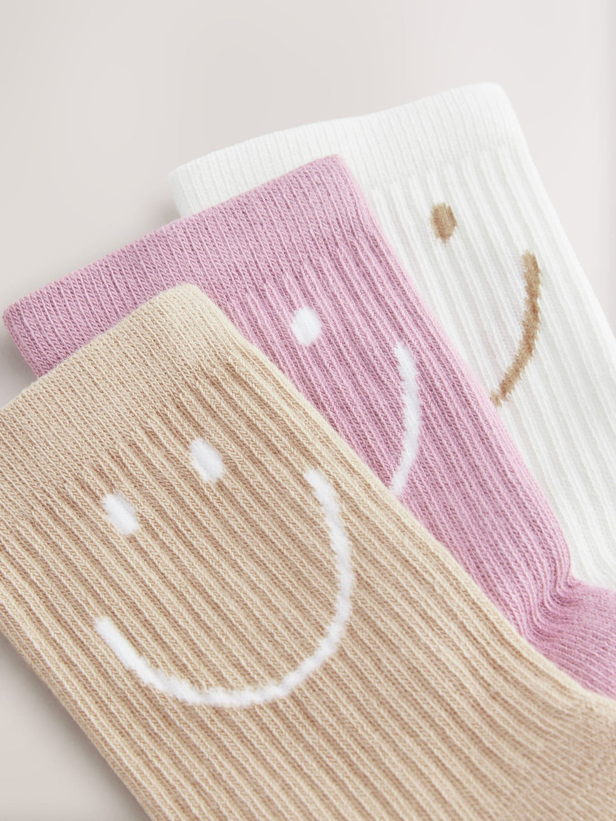 Purple, White and Neutral Regular Length 3 Pack Cotton Rich Cushioned Sole Ankle Socks