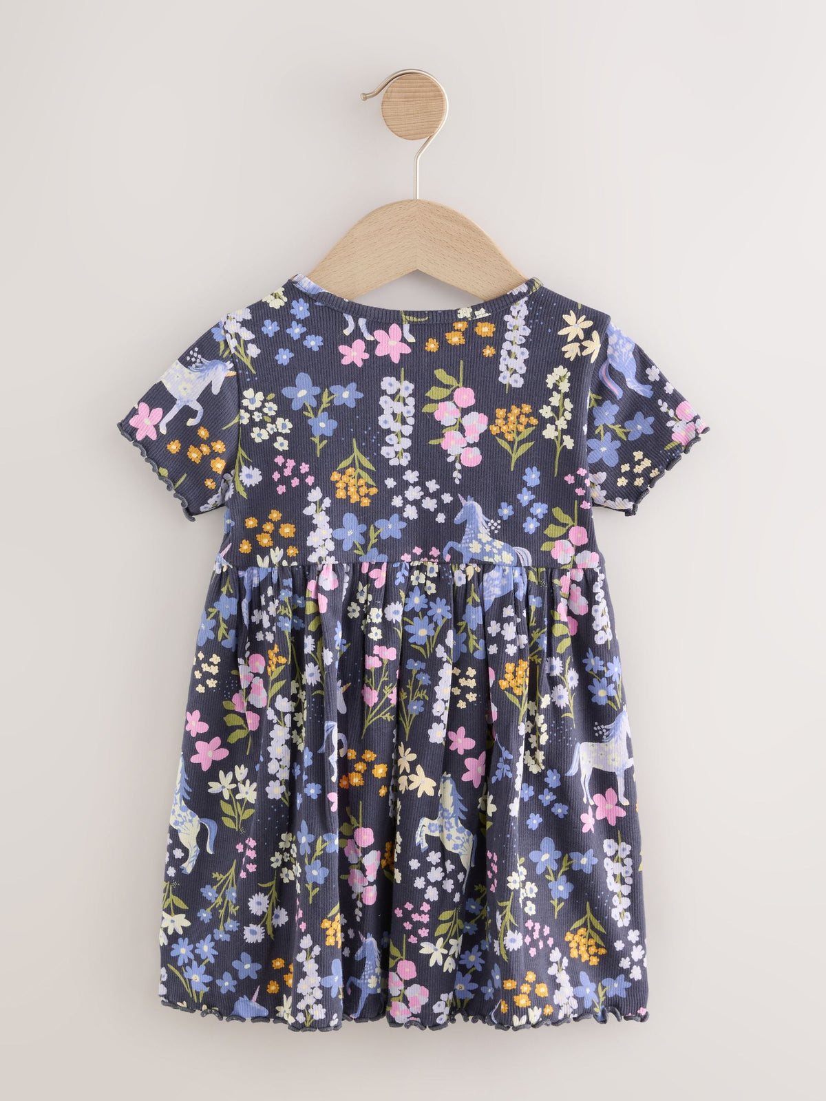 Unicorn Navy Short Sleeve Jersey Summer Dress (3mths-7yrs)