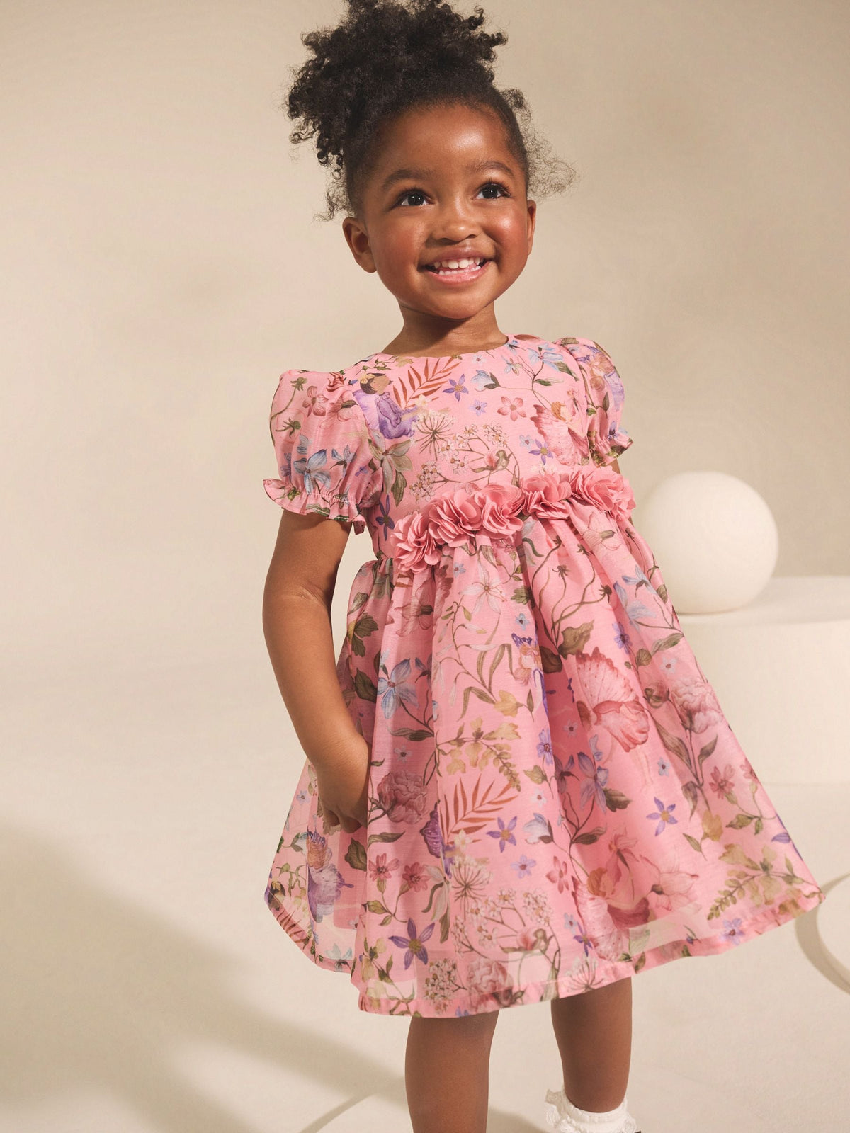 Pink Fairy Flower Print Corsage Dress (3mths-8yrs)