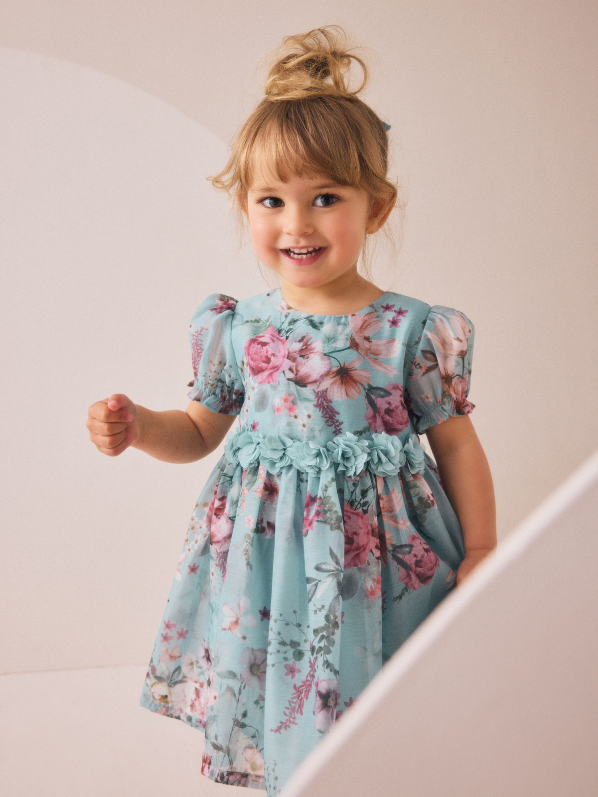 Blue Flower Print Corsage Dress (3mths-8yrs)