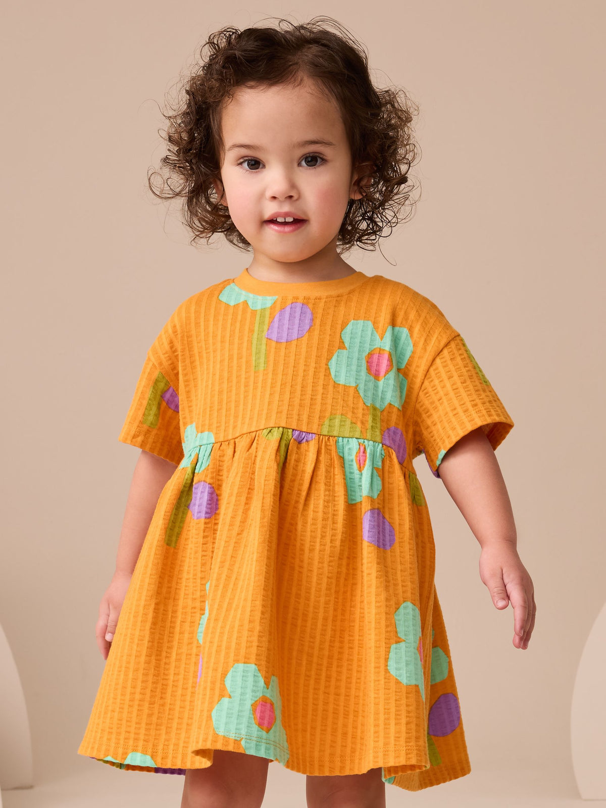 Orange Short Sleeve Jersey Summer Dress (3mths-7yrs)