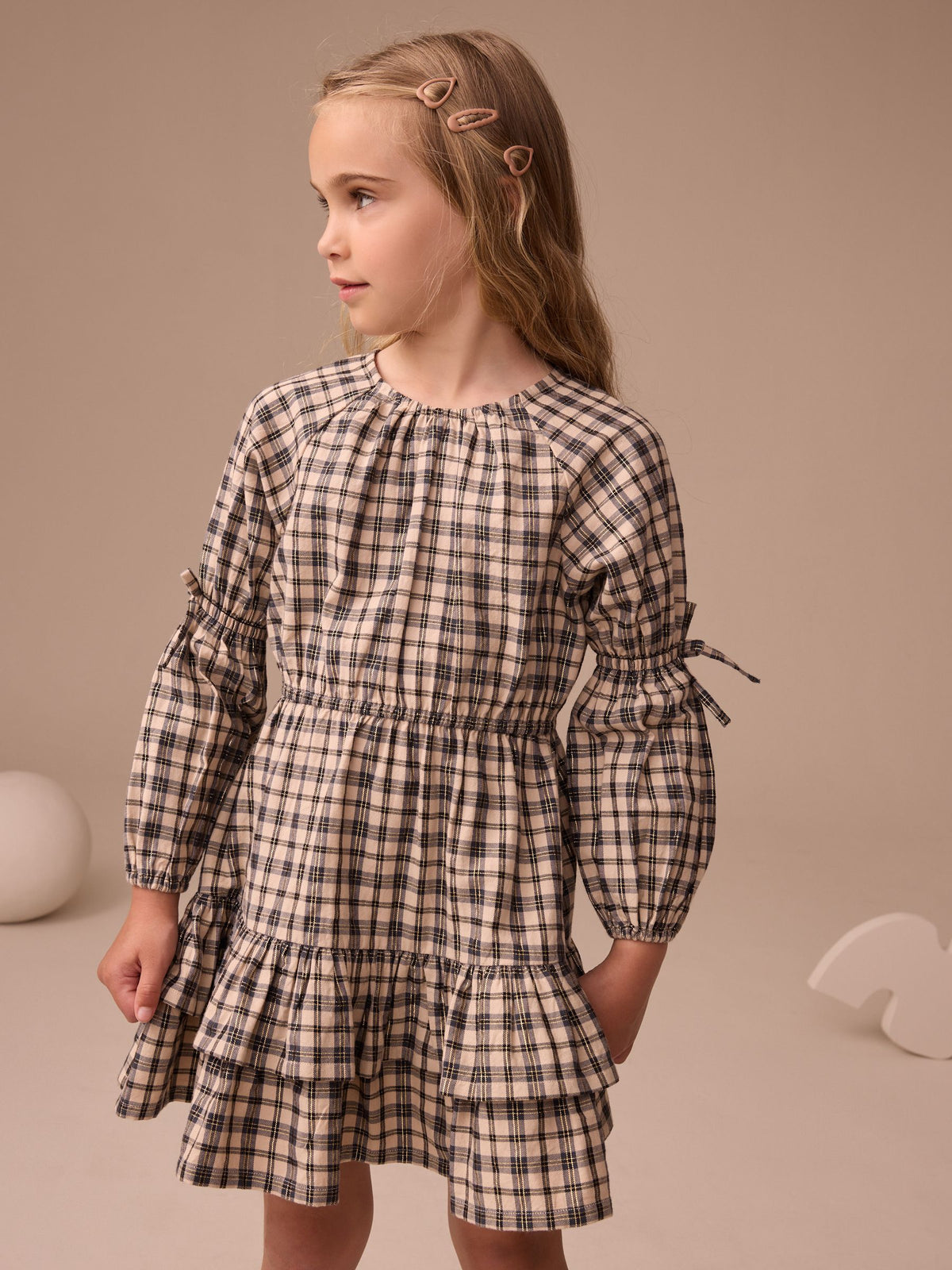 Neutral Check Dress (3-16yrs)