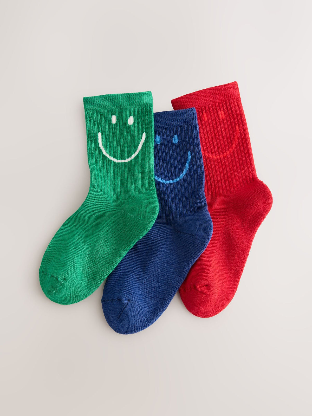 Red Green and Blue Regular Length 3 Pack Cotton Rich Cushioned Sole Ankle Socks