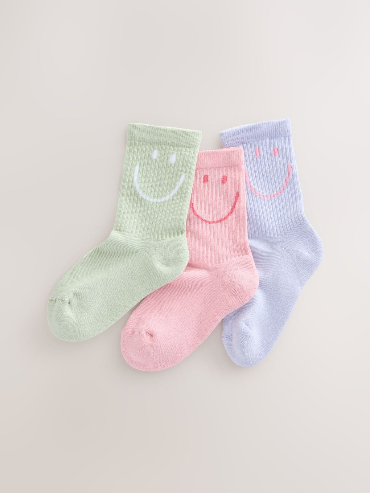 Pink, Purple and Green Regular Length 3 Pack Cotton Rich Cushioned Sole Ankle Socks