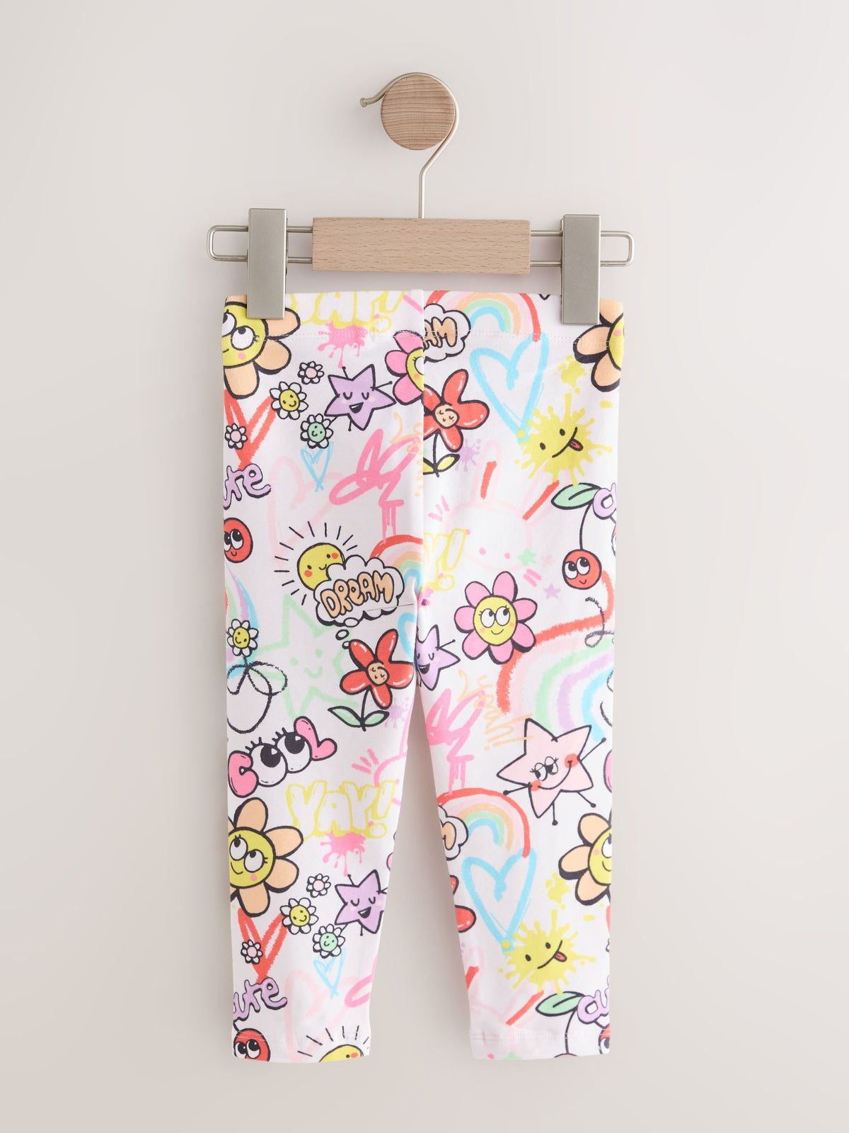 White/Pink Doodle Leggings (3mths-7yrs)