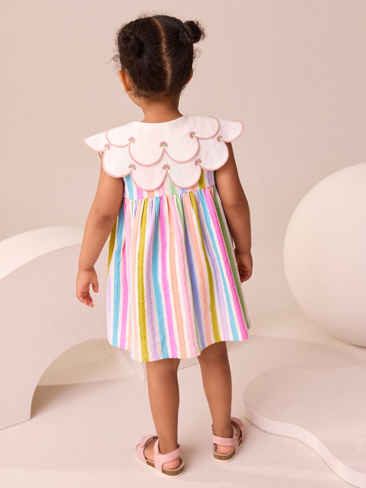 Rainbow Sleeveless Collar Summer Dress (3mths-7yrs)