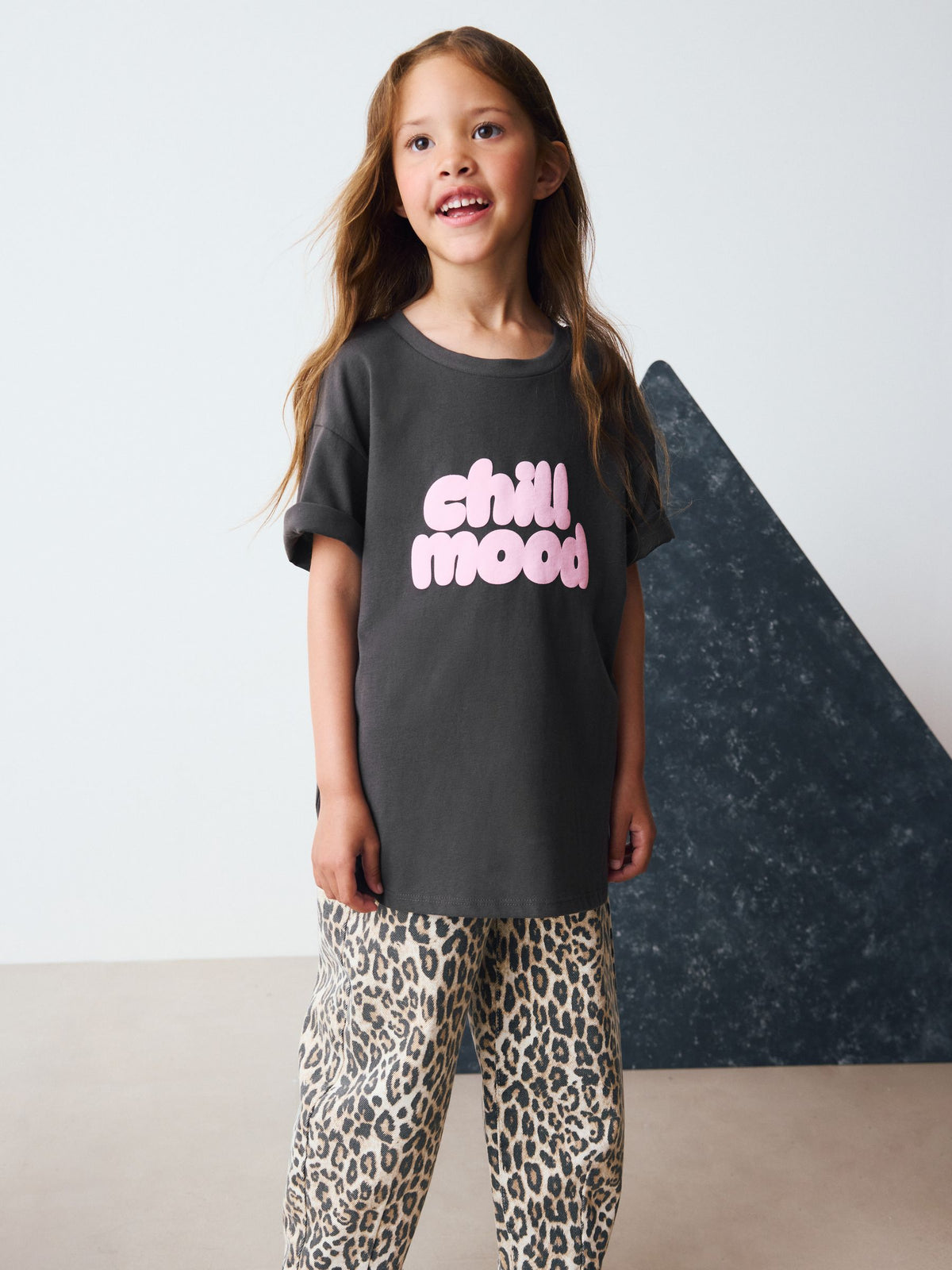 Grey Oversized Graphic Print T-Shirt (3-16yrs)