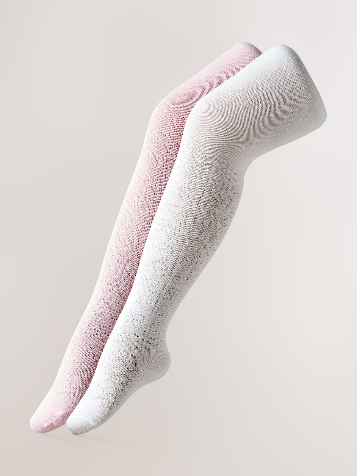 Baker by Ted Baker Pointelle Pink/White Tights 2 Pack