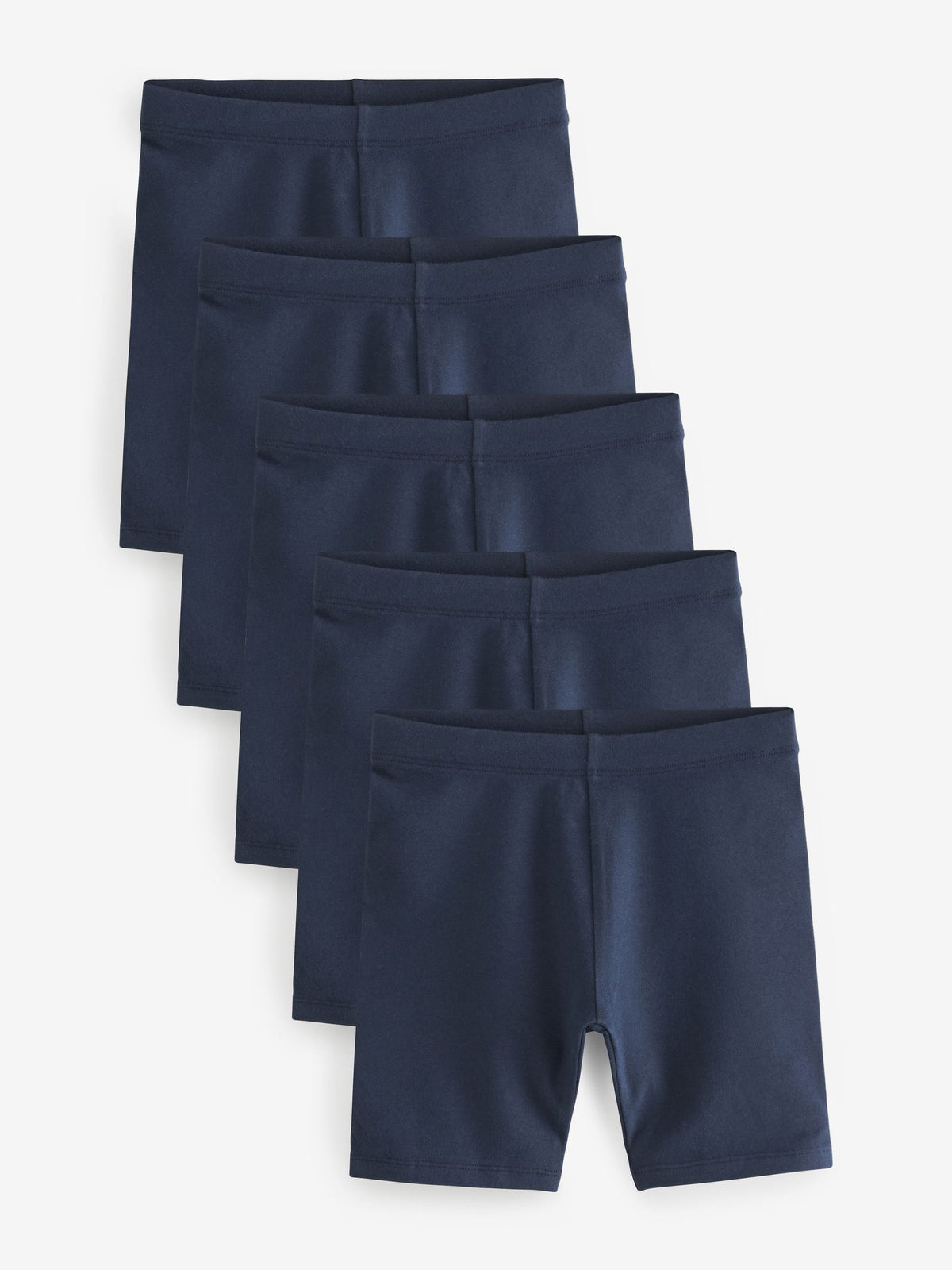 Navy Blue Longer Length 5 Pack Regular Length Cotton Rich Stretch Cycle Shorts (3-16yrs)