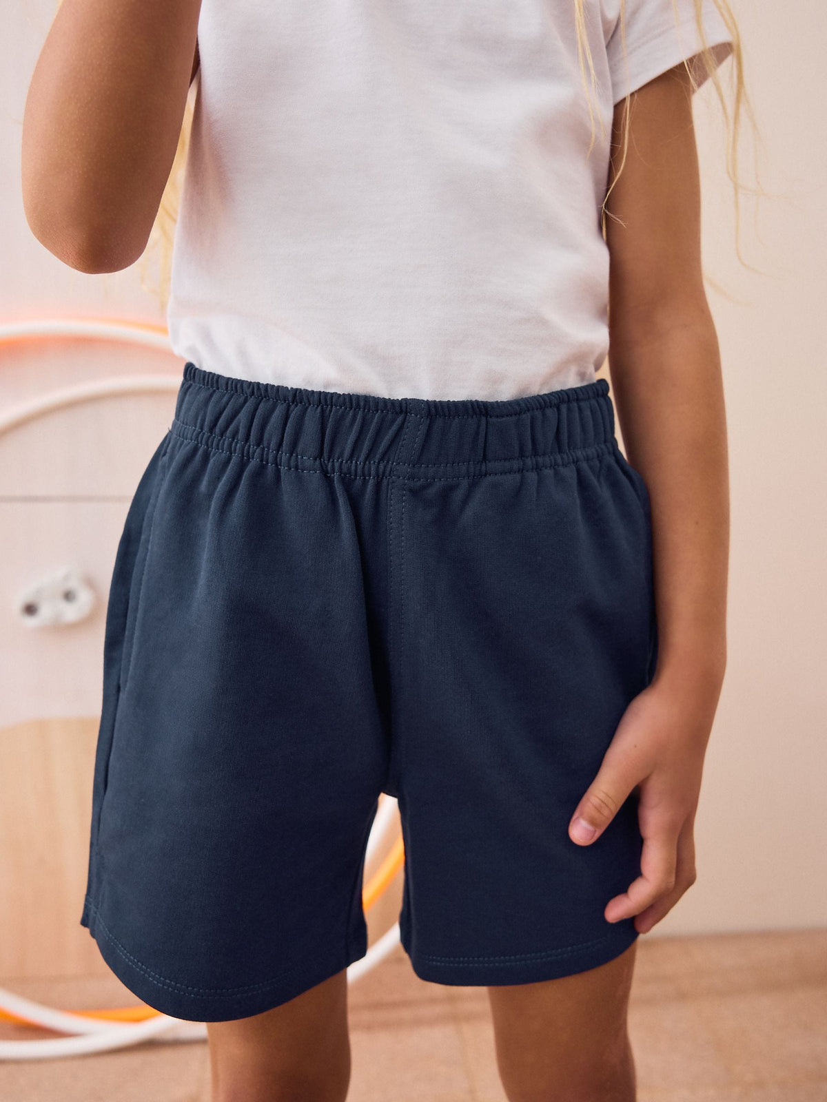 Navy 100% Cotton Drawstring Sports Shorts (3-16yrs)