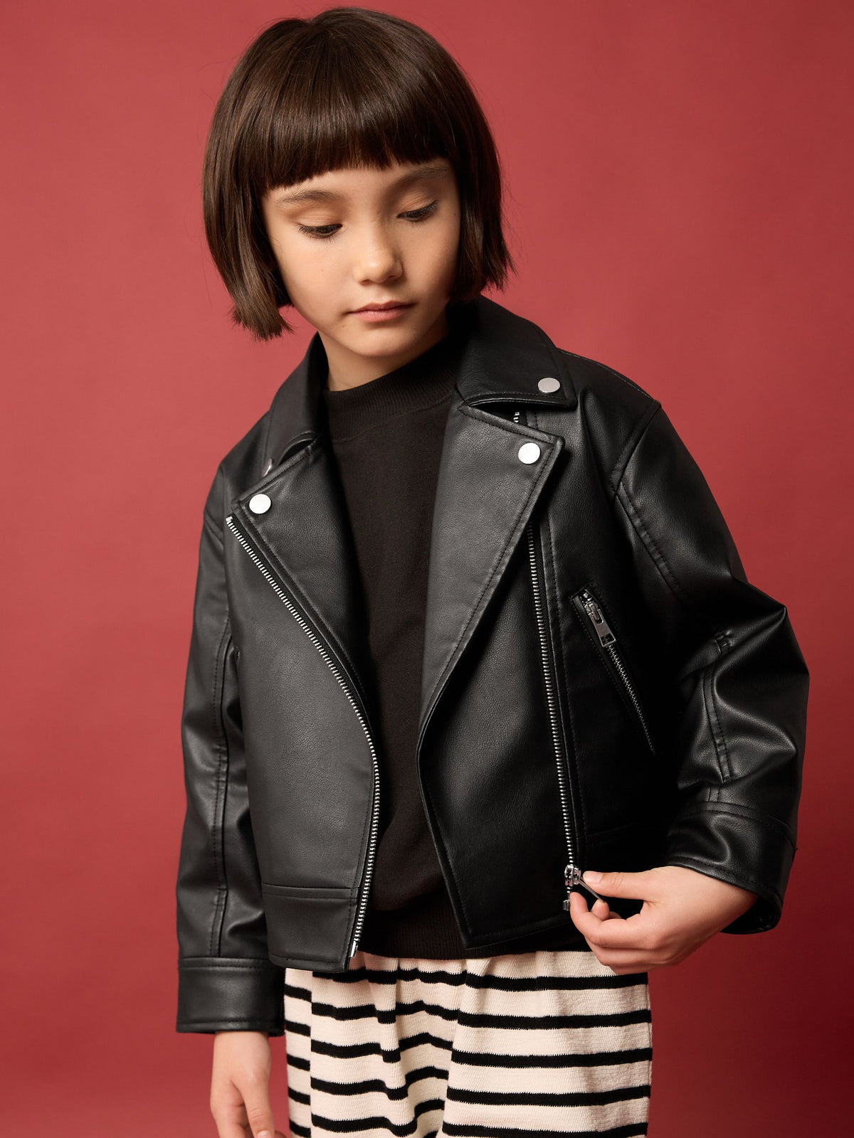 Black PU Biker Jacket (3-16yrs)