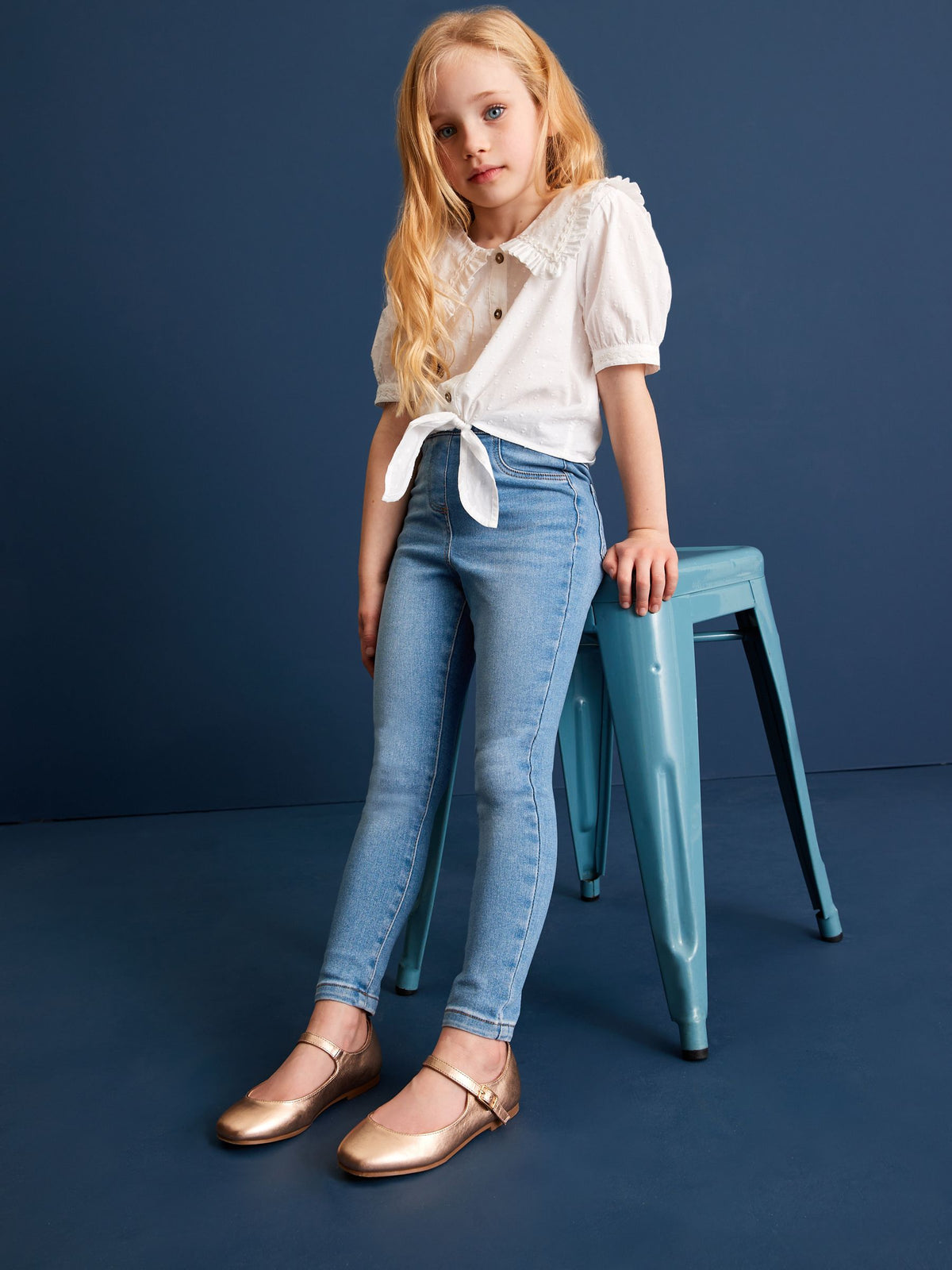 Blue Elasticated Waist Jeggings 2 Pack (3-16yrs)