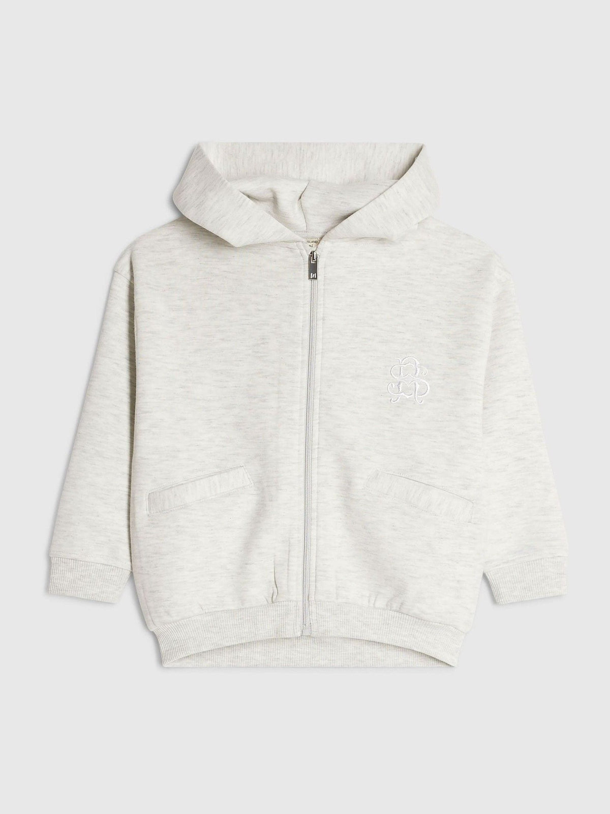 River Island Grey Premium Zip Through Hoodie