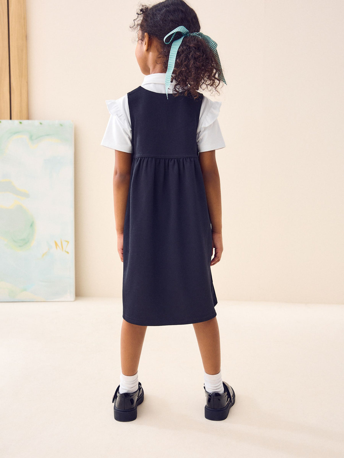 Black Jersey Stretch Pinafore School Dress (3-14yrs)