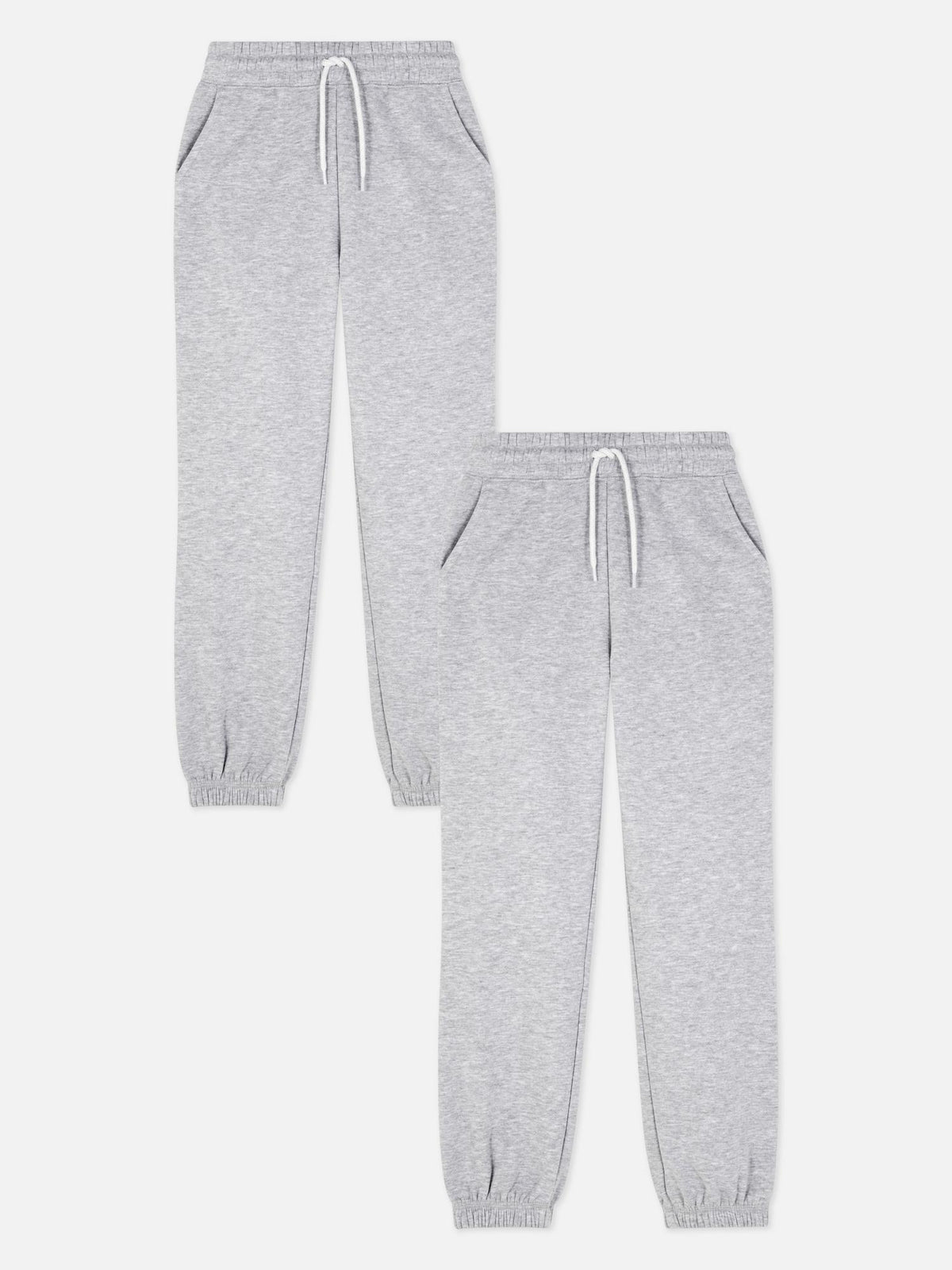 7-14yrs | 2pk Cuffed Joggers - Grey Marl
