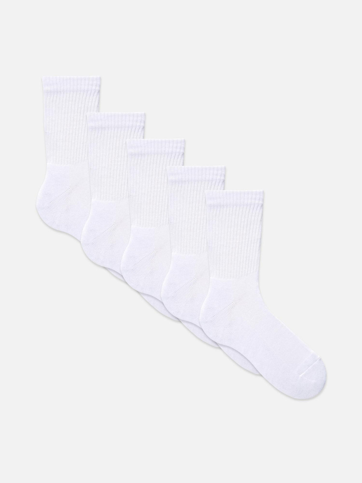 5pk Sports Crew Socks - White