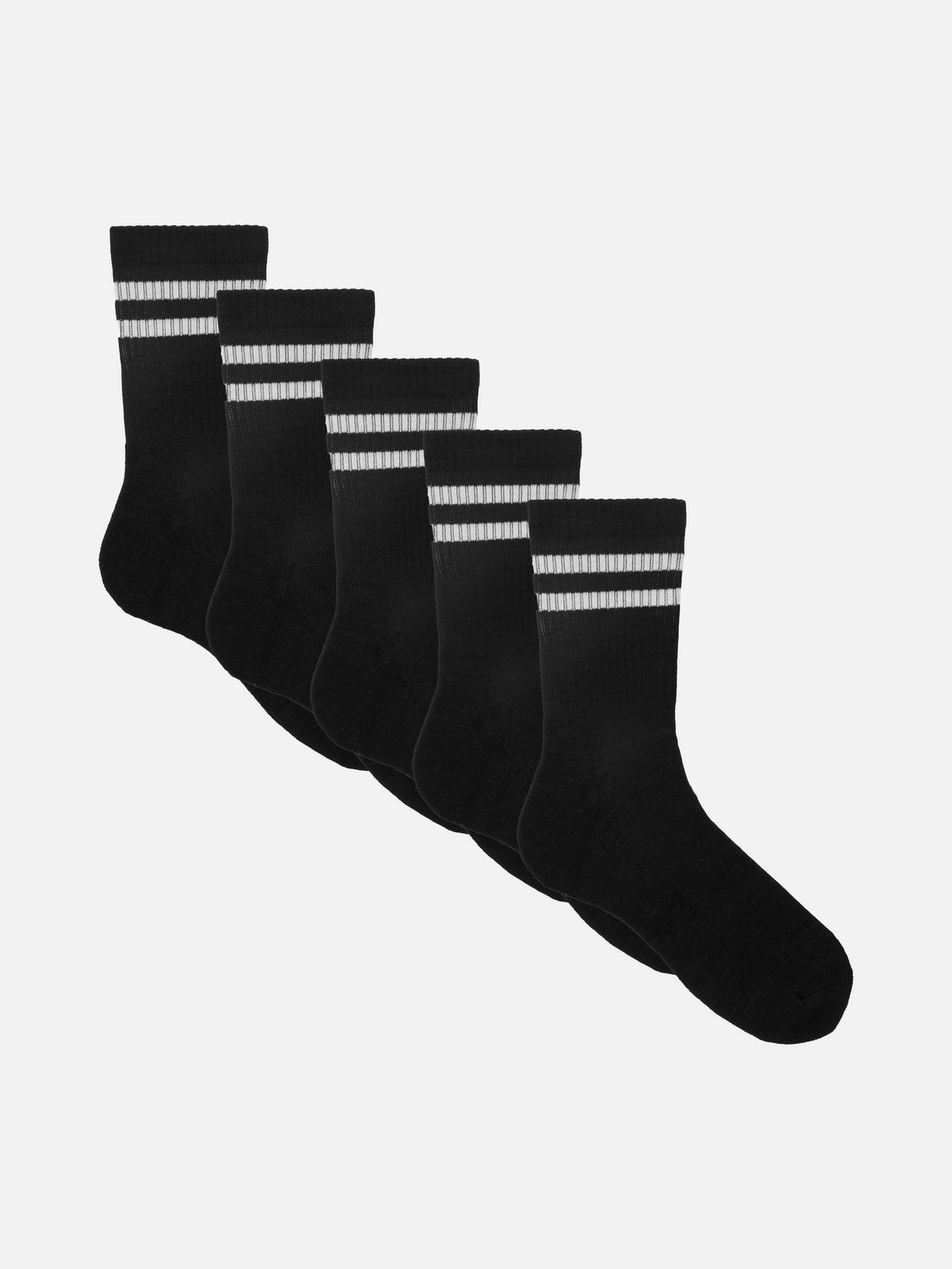5pk Stripe Crew Socks - Black