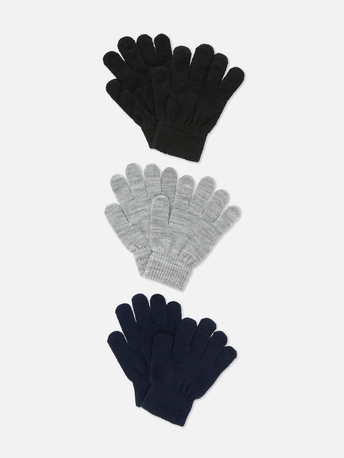 3pk Knitted Gloves - Black