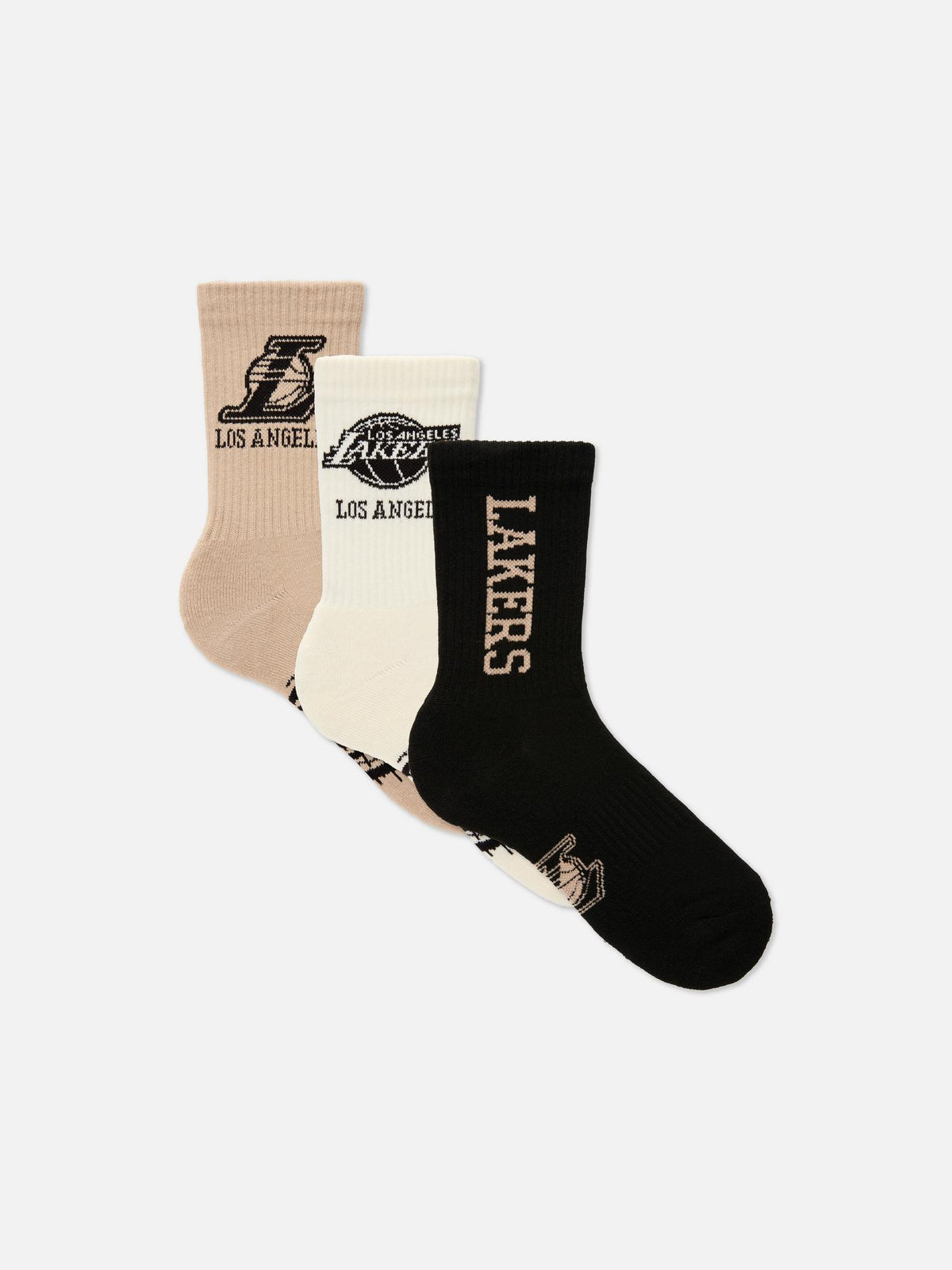 3pk NBA Los Angeles Lakers Crew Socks - Grey