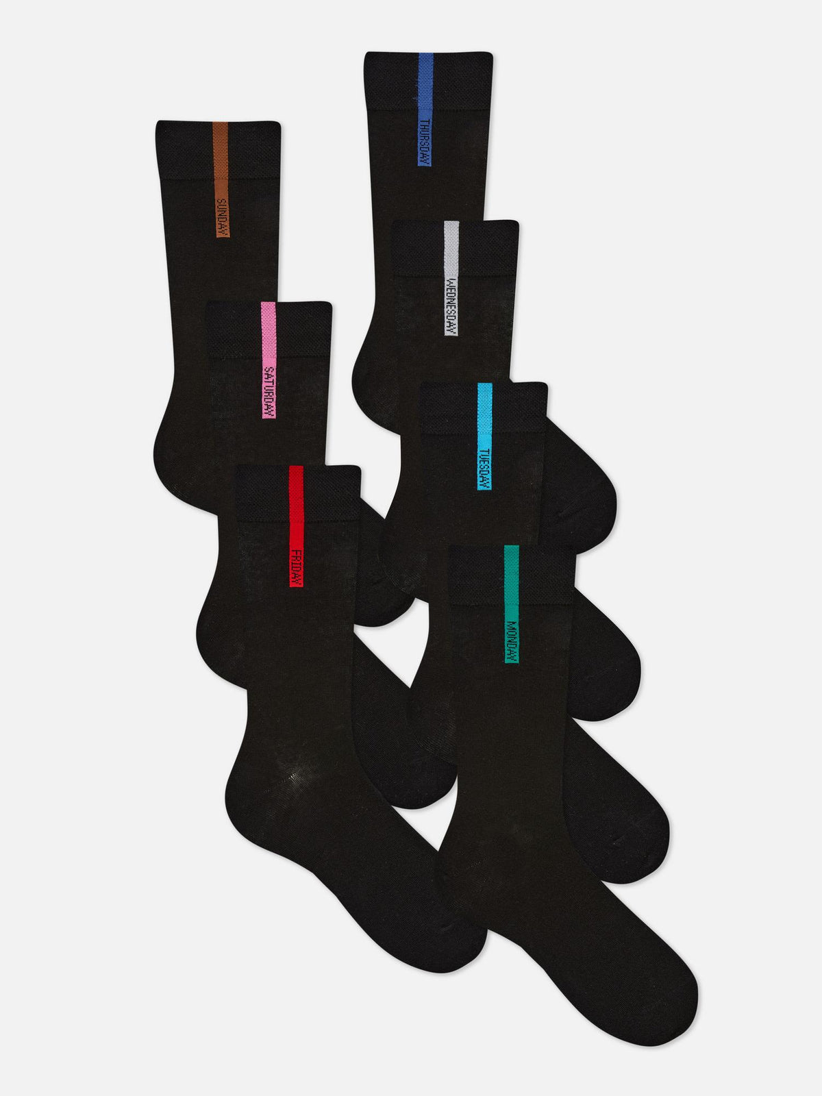 7pk Day Of The Week Socks - Black