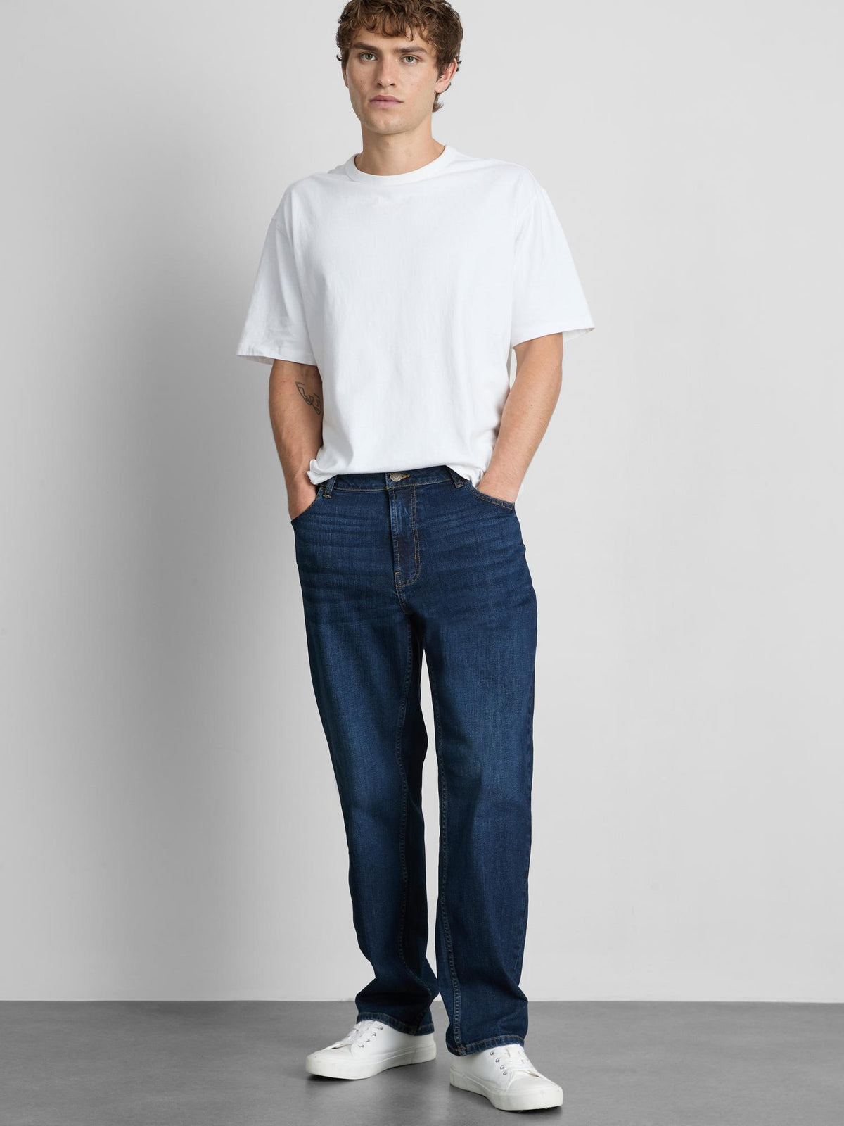 Stretch Straight Leg Jeans - Dark Blue