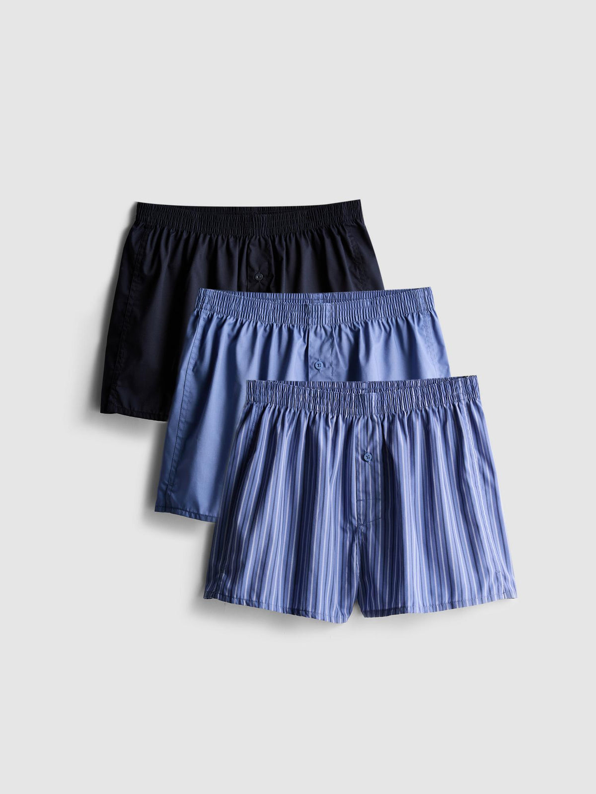 3pk Button-Fly Boxer Shorts - Blue