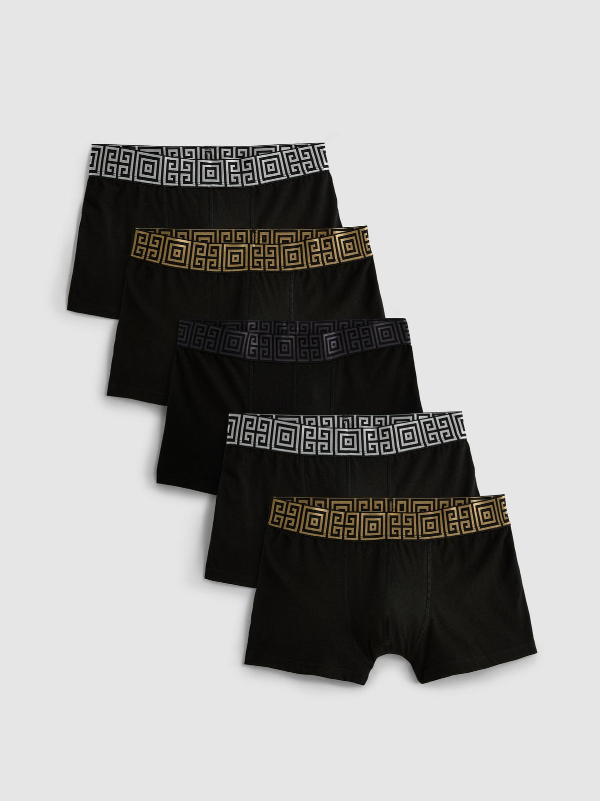 5pk Metallic Waistband Hipster Trunks - Black