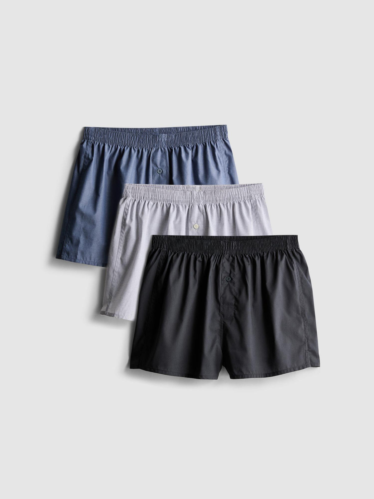 3pk Woven Check Boxer Shorts - Navy