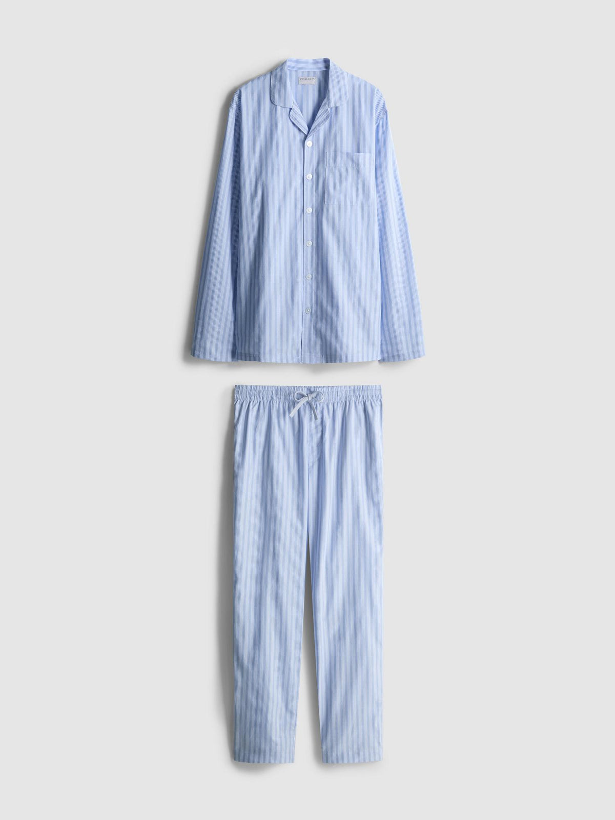 Striped Long Sleeve Pyjama Set - Light Blue
