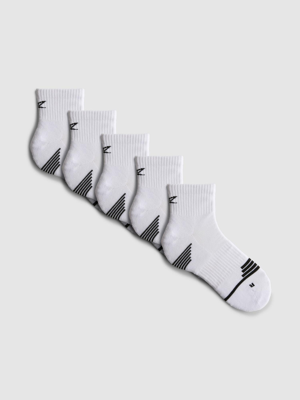 5pk Active Quarter Crew Socks - White
