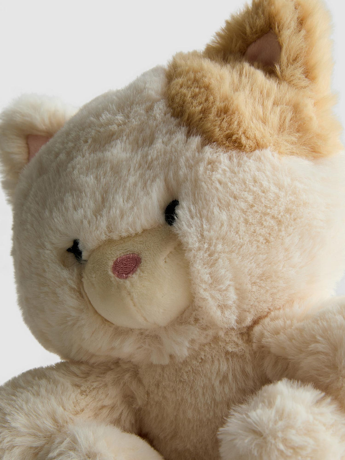 Small Tabby Cat Plush Toy - White/Taupe