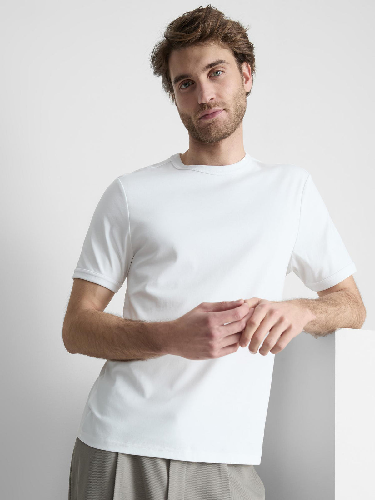 The Edit Mercerized Slim Fit T-Shirt - White