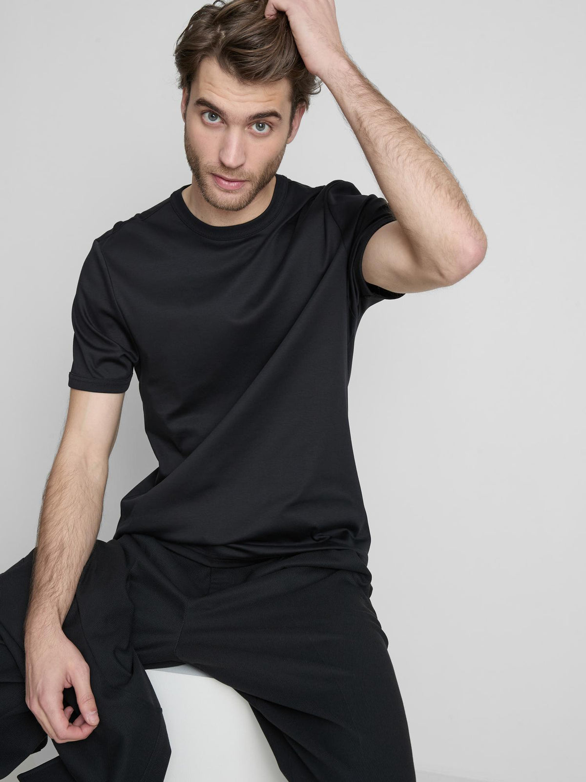 The Edit Mercerized Slim Fit T-Shirt - Black