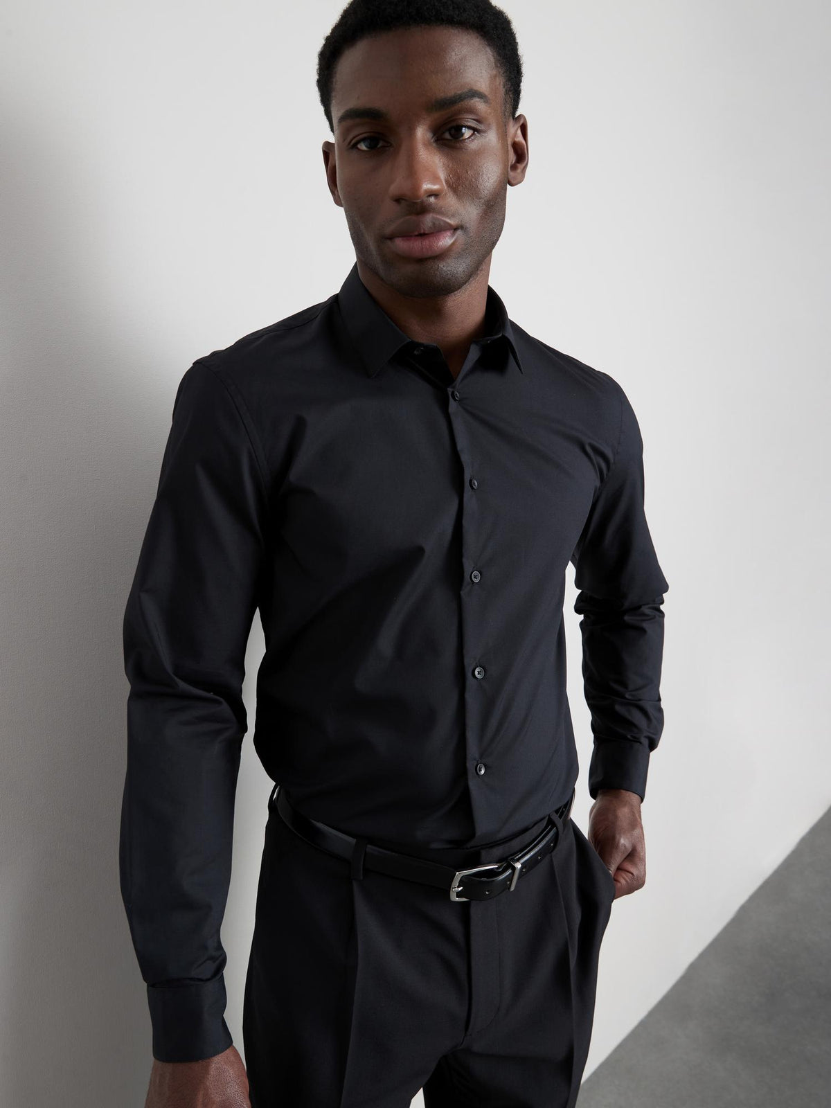 Long Sleeve Regular Fit Formal Shirt - Black