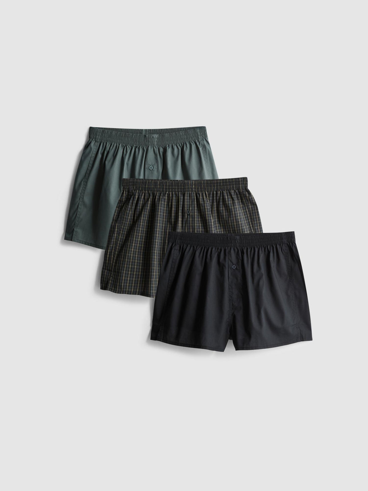 3pok Woven Boxer Shorts - Dark Green