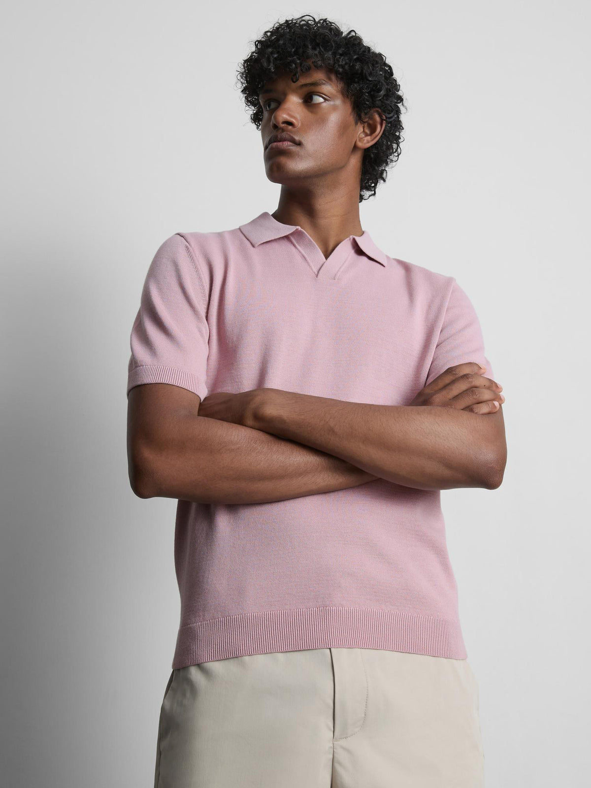 The Edit Knitted Polo Shirt - Light Pink