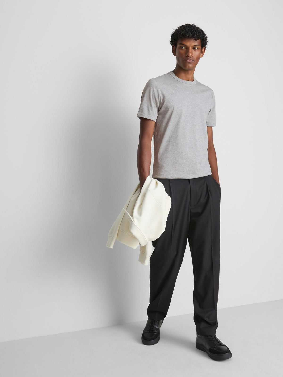 The Edit Slim Fit Cotton T-Shirt - Grey Marl