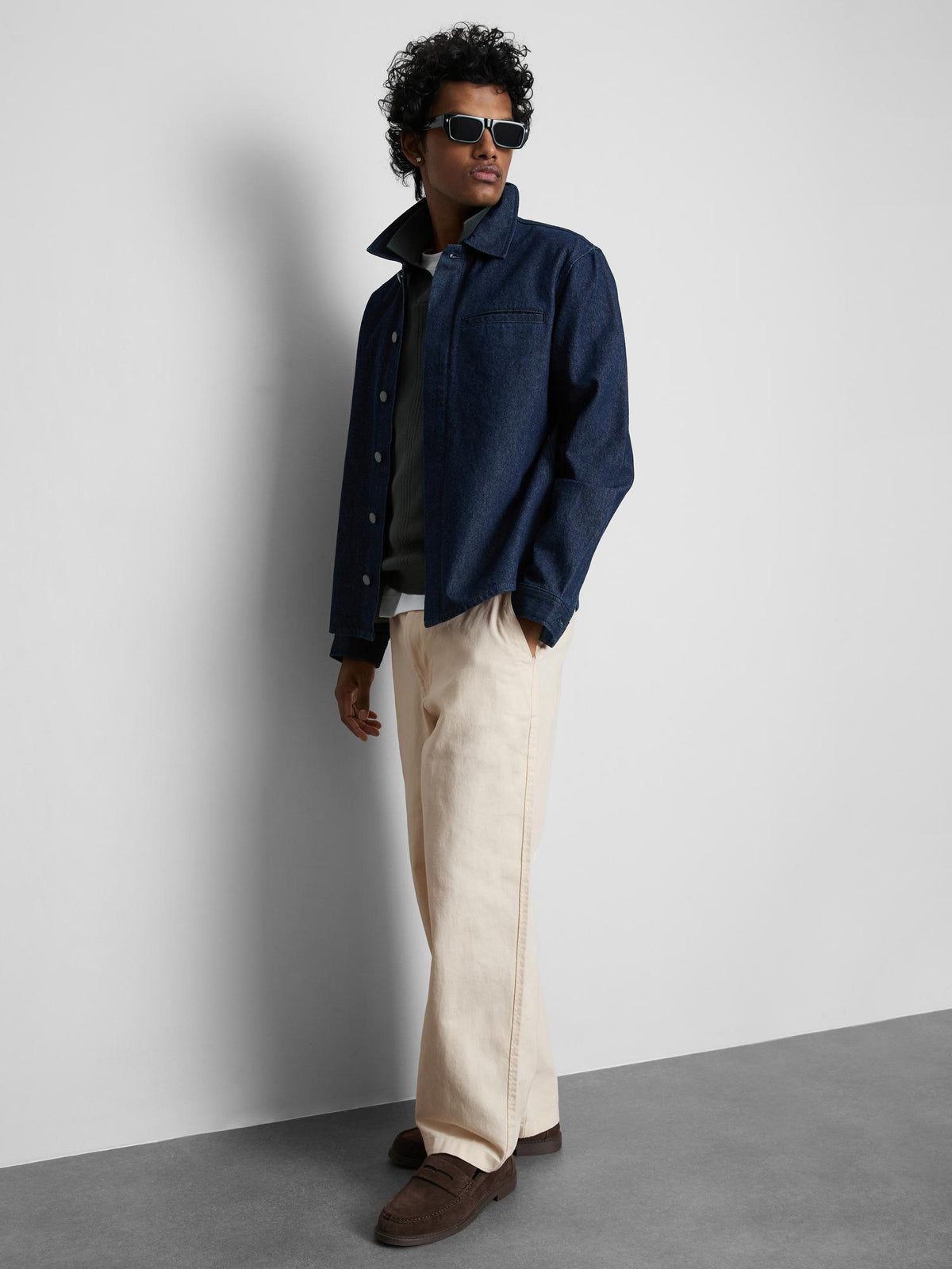 Mid-Rise Baggy Chinos - Ecru