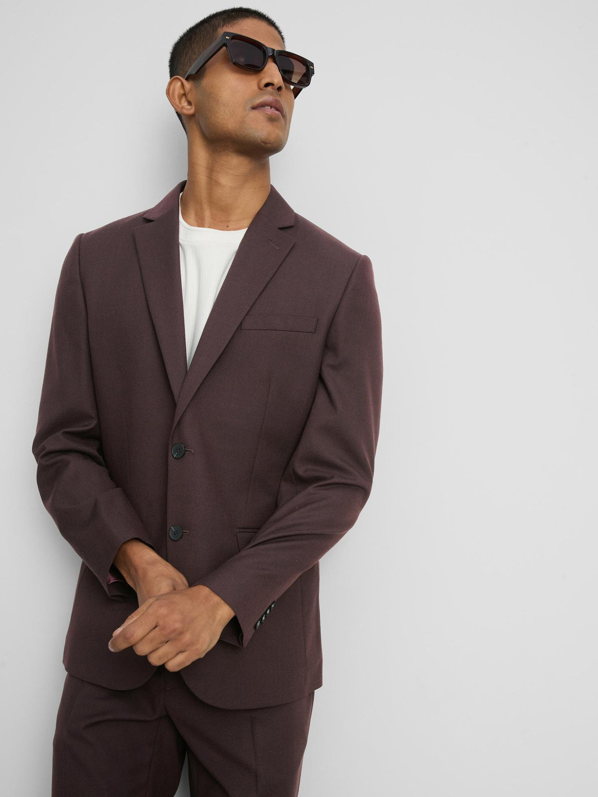 Slim Fit Suit Jacket - Burgundy